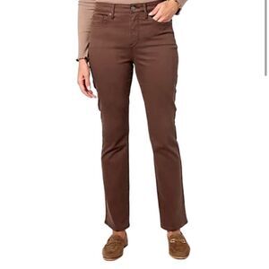 NYDJ- “Billie Mini Bootcut” High Rise Jeans in Coffee Bean Brown- Size 12